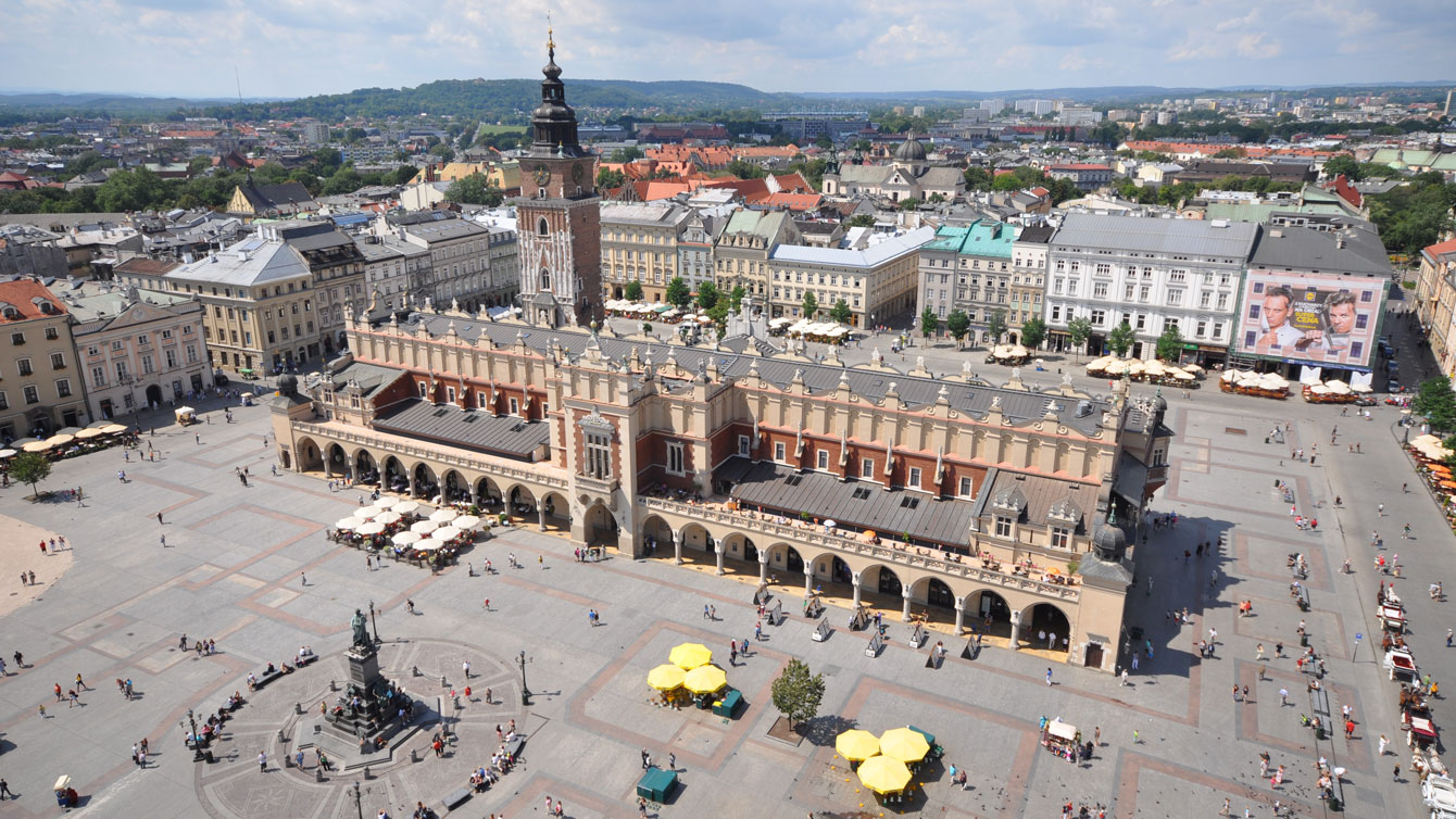 Main Square in Krakow, Poland (Wikimedia Commons). 