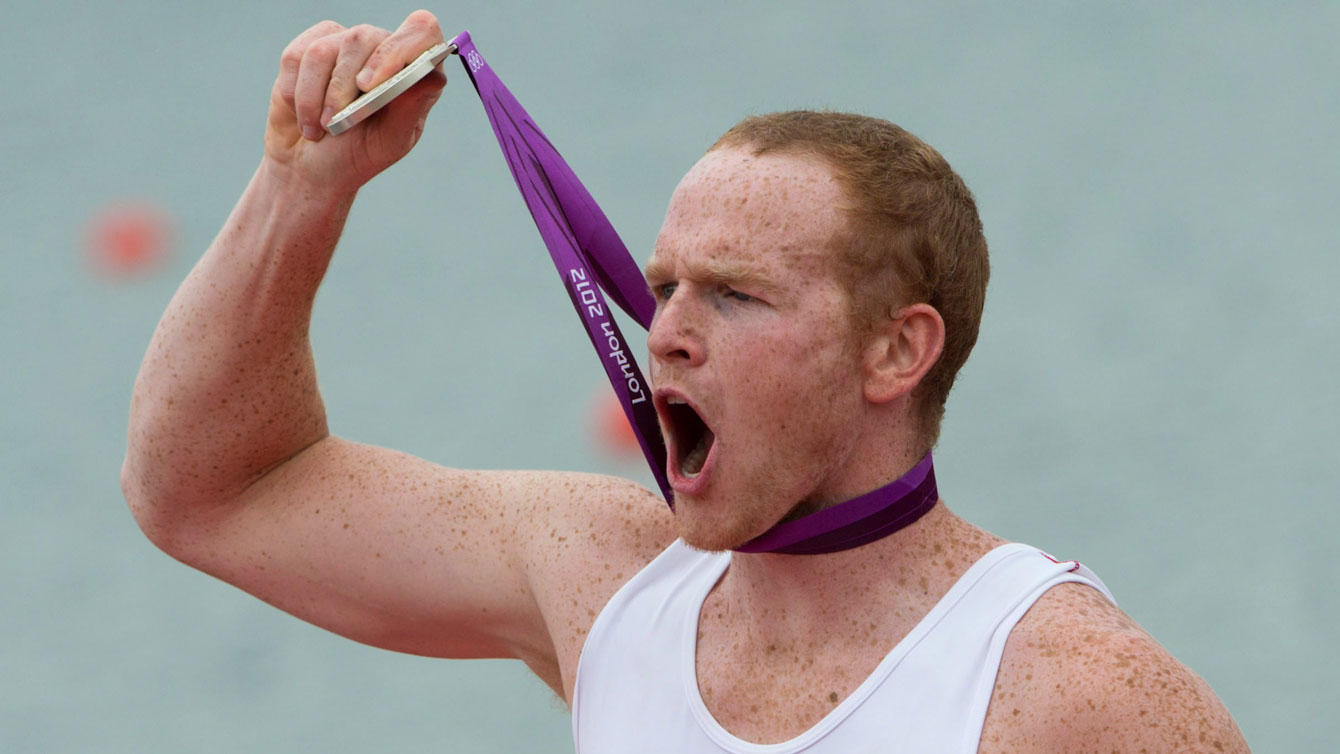 Will Crothers celebrates winning an Olympic medal at London 2012.