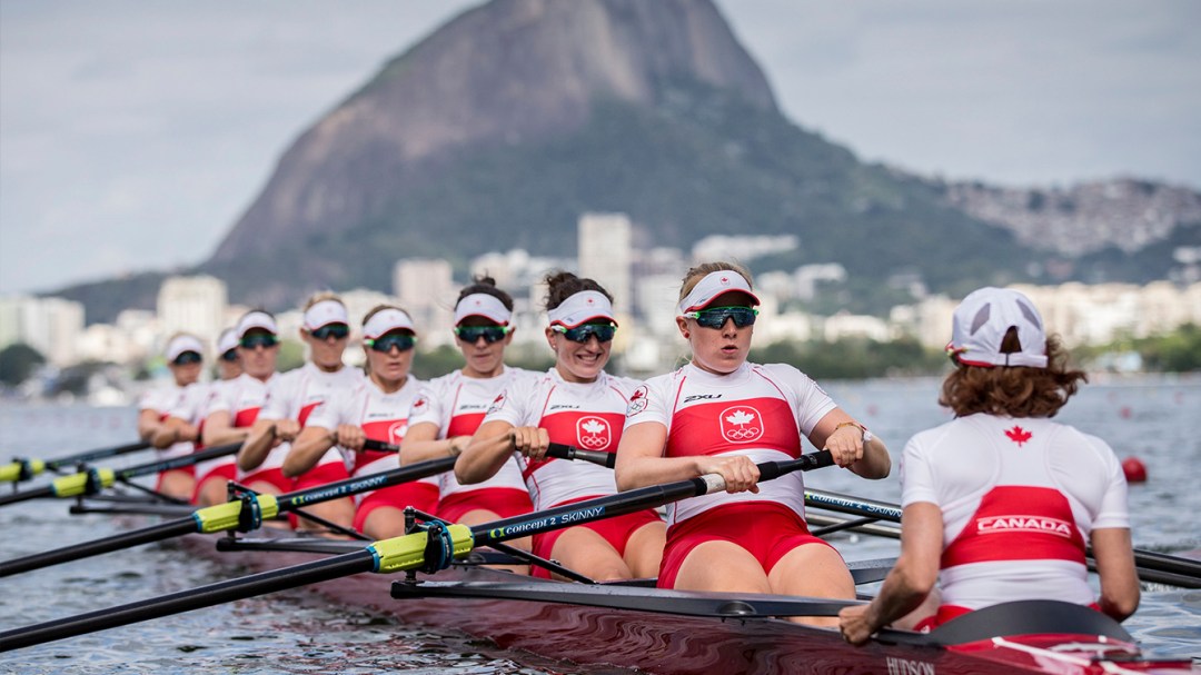 L'embarcation du huit de pointe féminin aux Jeux de Rio 2016.