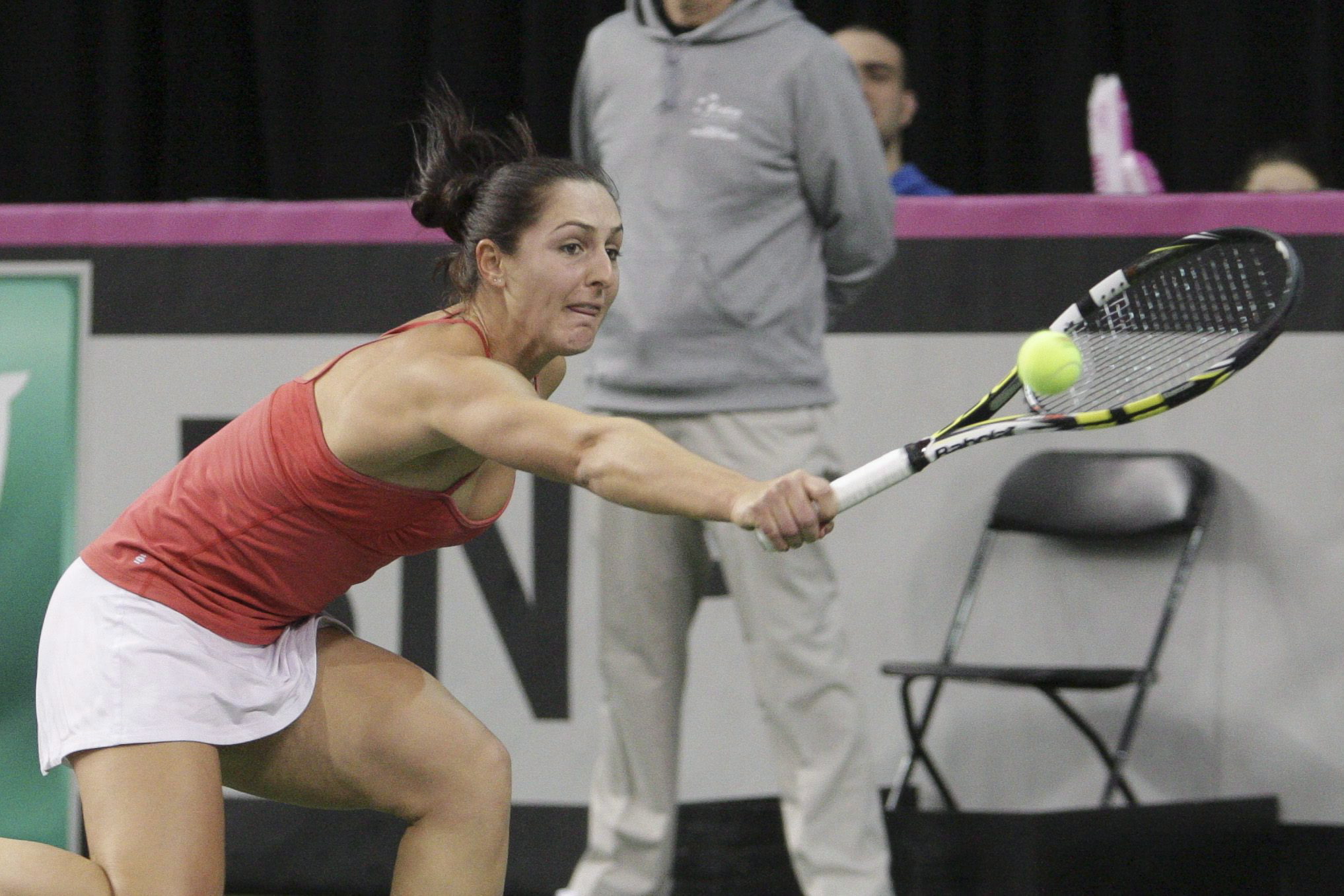 Gabriela Dabrowski à la Coupe Fed qui opposait le Canada à République tchèque, le 8 février 2015 à Québec.