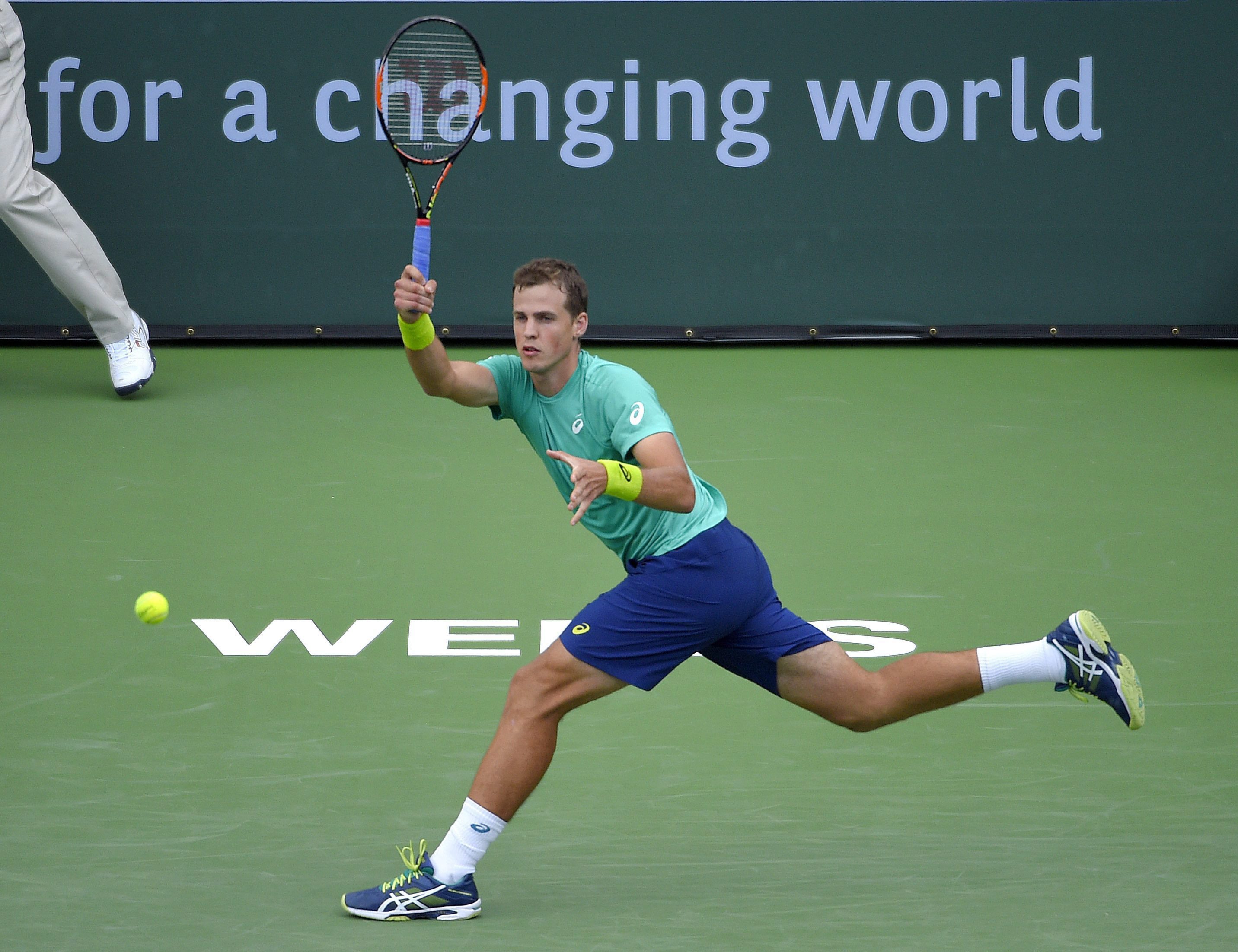 Vasek Pospisil au tournoi d'Indian Wells, le 11 mars 2016.