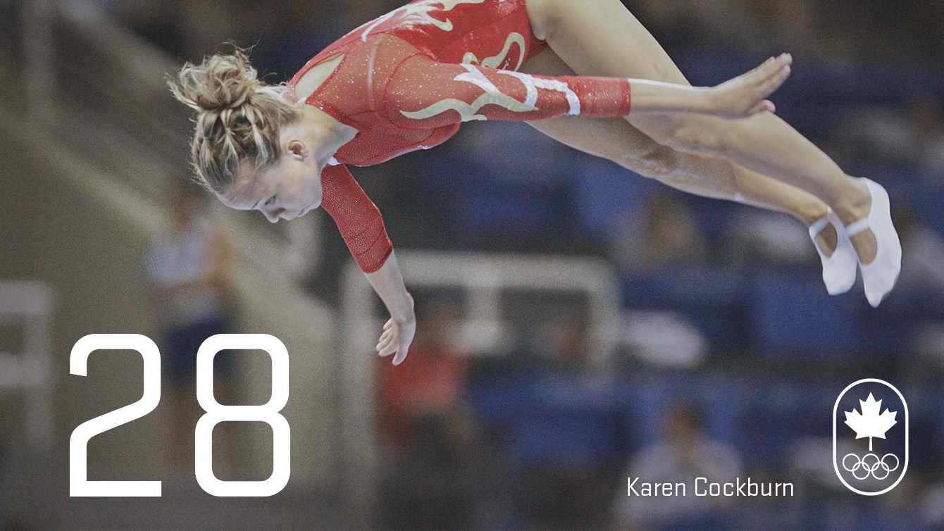 Jour 28 - Karen Cockburn : Athènes 2004, trampoline (argent)
