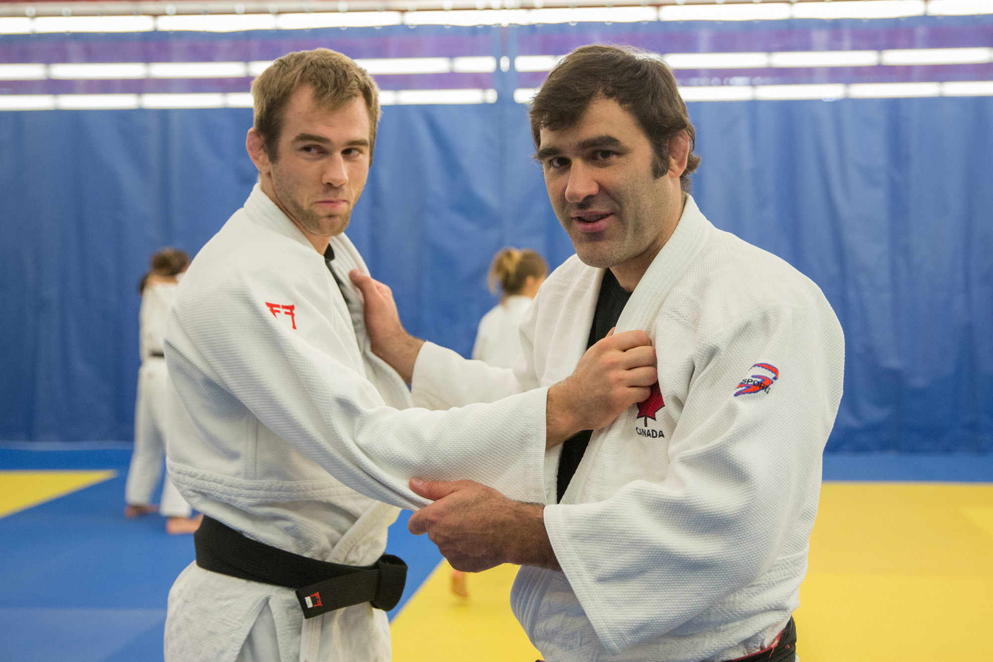 Antoine Valois-Fortier et Nicolas Gill lors d'un entrainement à l'Institut national du sport du Québec, le 28 juin 2016.