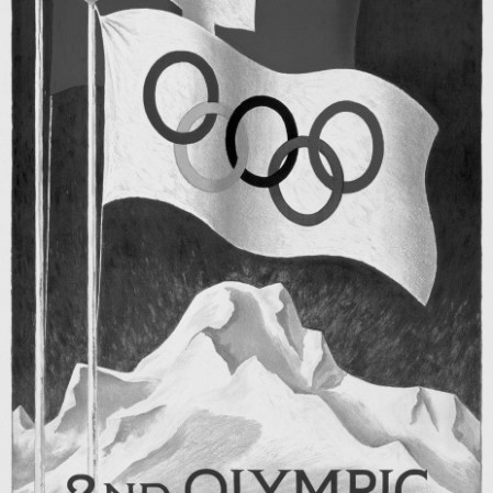 Affiche 1928 - Hiver St. Moritz Jeux Saint-Moritz 1928