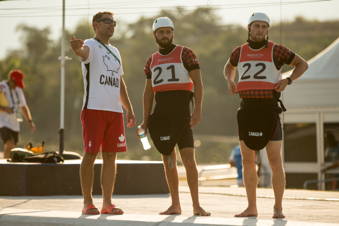 Cam Smedley et Michael Tayler au Stade des eaux vives dans la zone de Deodoro, Jeux olympiques de 2016, à Rio. David Jackson/ COC