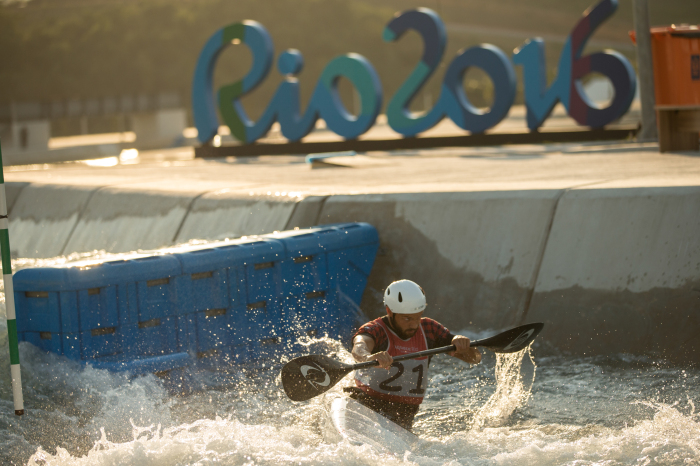 Cam Smedley et Michael Tayler au Stade des eaux vives dans la zone de Deodoro, Jeux olympiques de 2016, à Rio. David Jackson/ COC