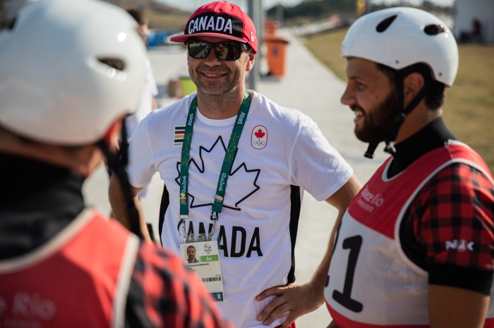 Cam Smedley et Michael Tayler au Stade des eaux vives dans la zone de Deodoro, Jeux olympiques de 2016, à Rio. David Jackson/ COC