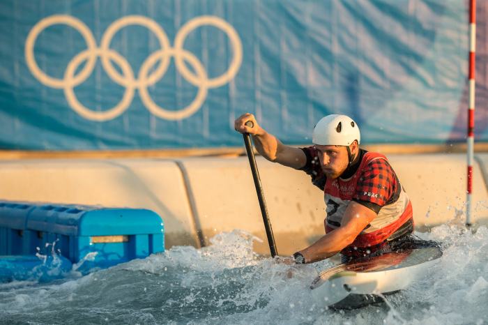 Cam Smedley et Michael Tayler au Stade des eaux vives dans la zone de Deodoro, Jeux olympiques de 2016, à Rio. David Jackson/ COC