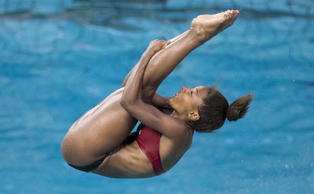 Entraînement de l'équipe canadienne de plongeon aux Jeux olympiques de Rio, le 4 août 2016. (COC Photo/Mark Blinch)