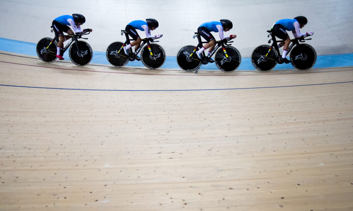 L'équipe féminine canadienne de poursuite a bien fait lors des préliminaires. 11 août 2016. Photo du COC/Stephen Hosier