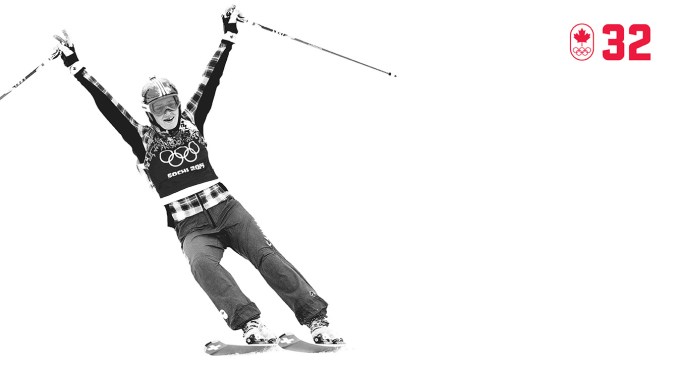 100 COUNTDOWN 32 HOR Marielle Thompson était imbattable à Sotchi 2014 en gagnant toutes les rondes la menant à la grande finale de ski cross. Elle a franchi la ligne d’arrivée juste avant sa coéquipière Kelsey Serwa, remportant l’or pour couronner son excellente saison. SOIS FORTE.