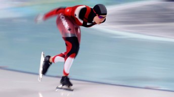 Team Canada - Cindy Klassen skates in 5000 metre long track speed skating action at the Richmond Olympic Oval.