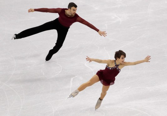 Meagan Duhamel et Eric Radford aux Jeux olympiques de PyeongChang.