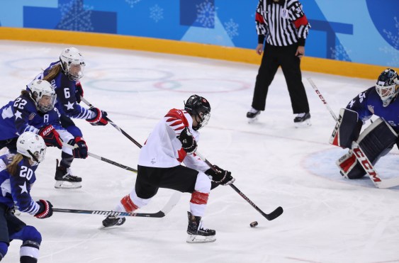 Match CAN-USA pour la médaille d'or, le 22 février 2018, aux Jeux olympiques de PyeongChang.