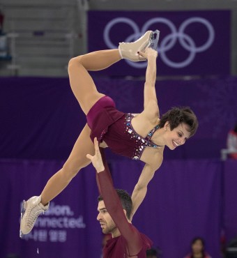 Meagan Duhamel et Eric Radford aux Jeux olympiques de PyeongChang.
