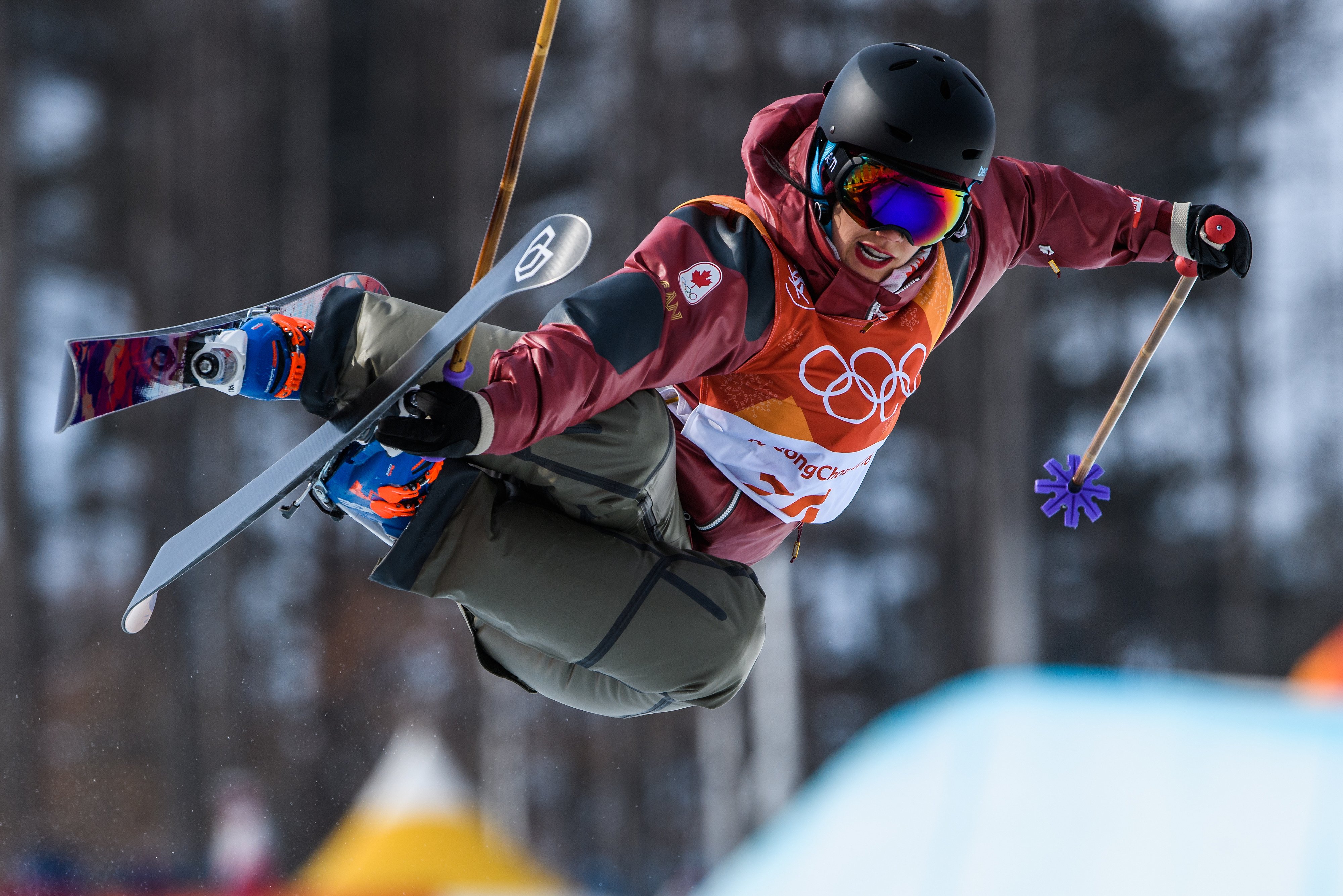 Rosalind Groenewoud lors de la finale de l'épreuve de la demi-lune en ski acrobatique, aux Jeux olympiques d'hiver de Pyeongchang 2018. (Photo: Vincent Ethier/COC)