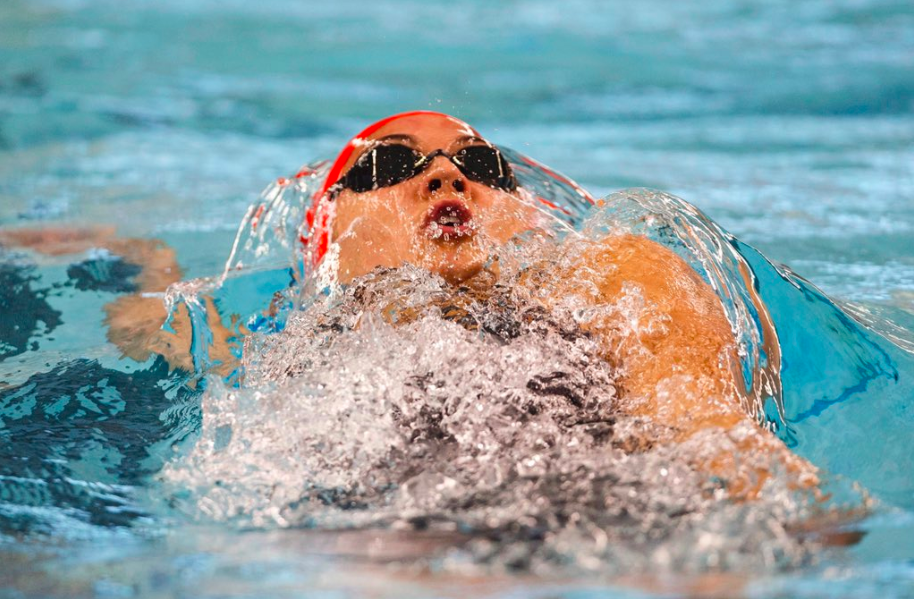 Kylie Masse aux Essais canadiens de natation, le 7 avril 2019. (Photo : Natation Canada)