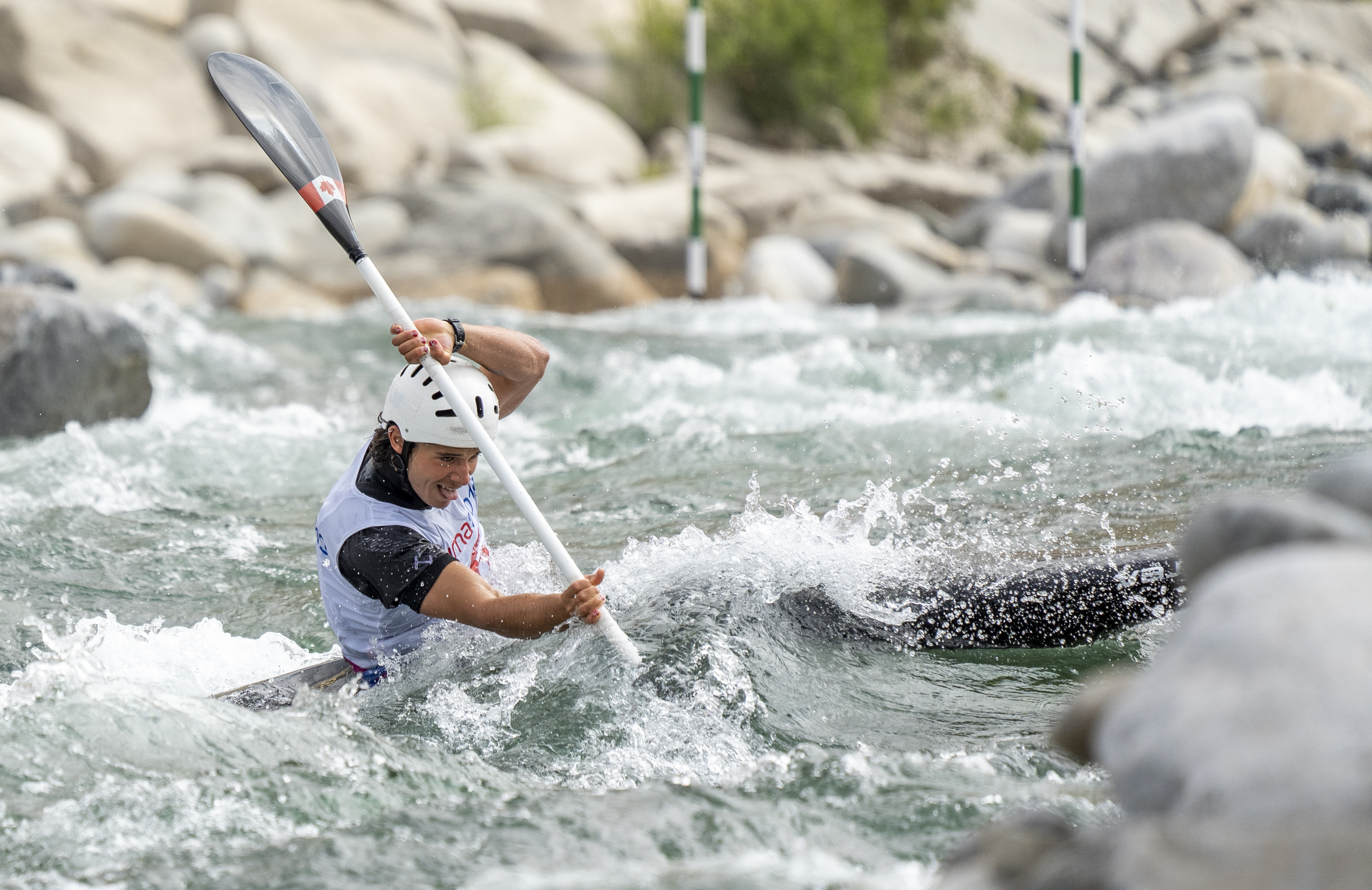 Keenan Simpson, du Canada, participe au slalom en kayak masculin aux Jeux panaméricains de 2019 à Lima, le 4 août 2019. Photo de David Jackson / COC