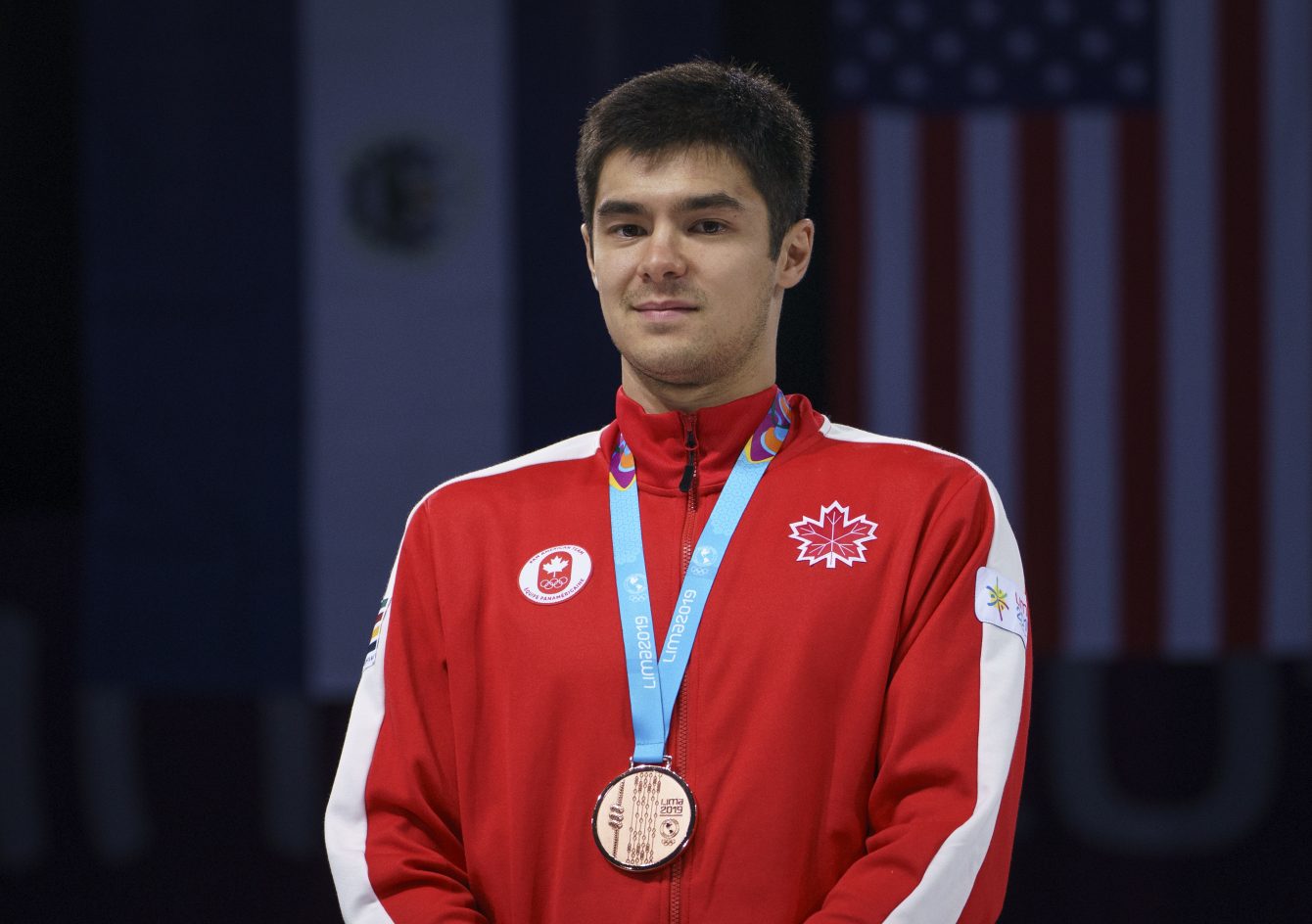 Maximilien Van Haaste remporte le bronze au fleuret en escrime aux Jeux panaméricains de Lima, au Pérou, le 6 août 2019. Photo : Dave Holland/COC