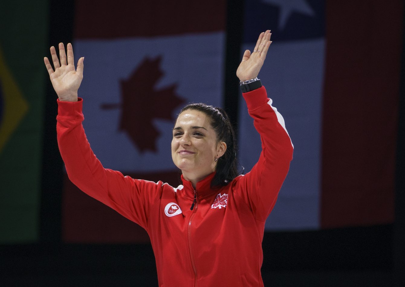 Gabriella Pagé remporte le bronze au sabre en escrime aux Jeux panaméricains de Lima, au Pérou, le 6 août 2019. Photo : Dave Holland/COC