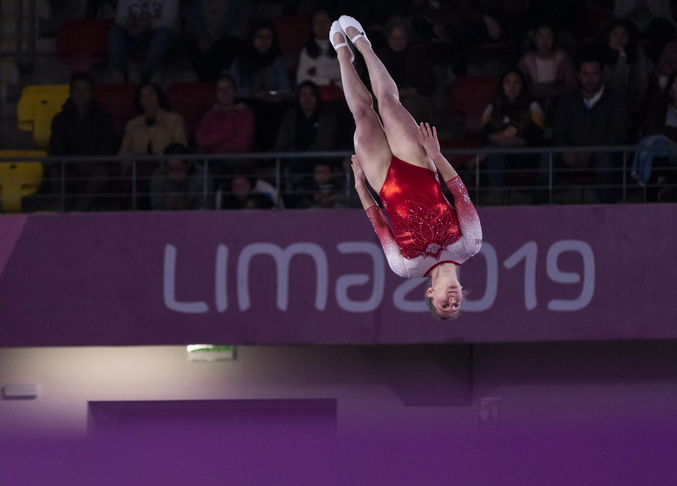 Samantha Smith lors de la finale du trampoline aux Jeux panaméricains de Lima, au Pérou, le 5 août 2019. Photo : David Jackson/COC