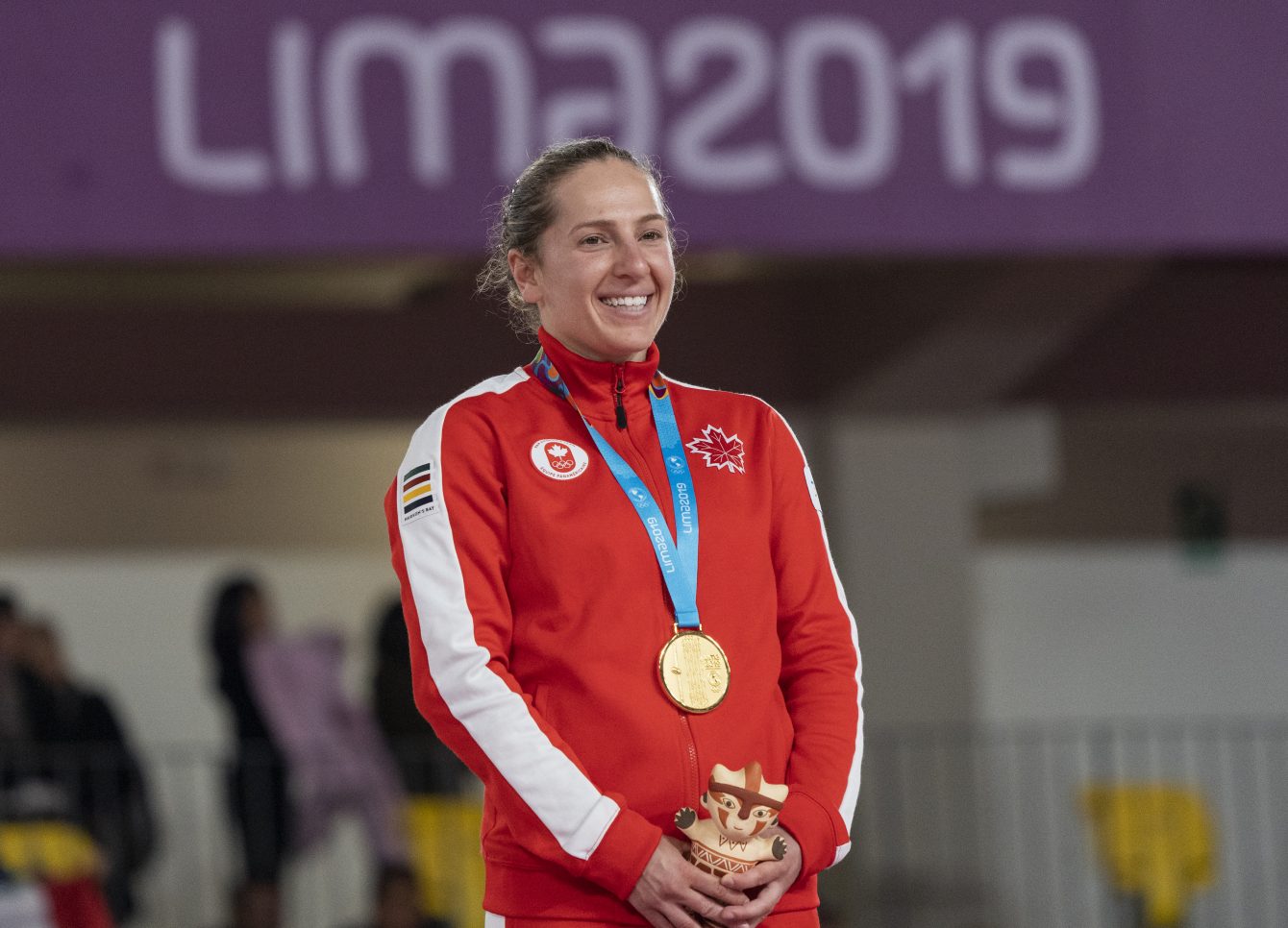 Samantha Smith remporte l'or en trampoline aux Jeux panaméricains de Lima, au Pérou, le 5 août 2019. Photo : David Jackson/COC
