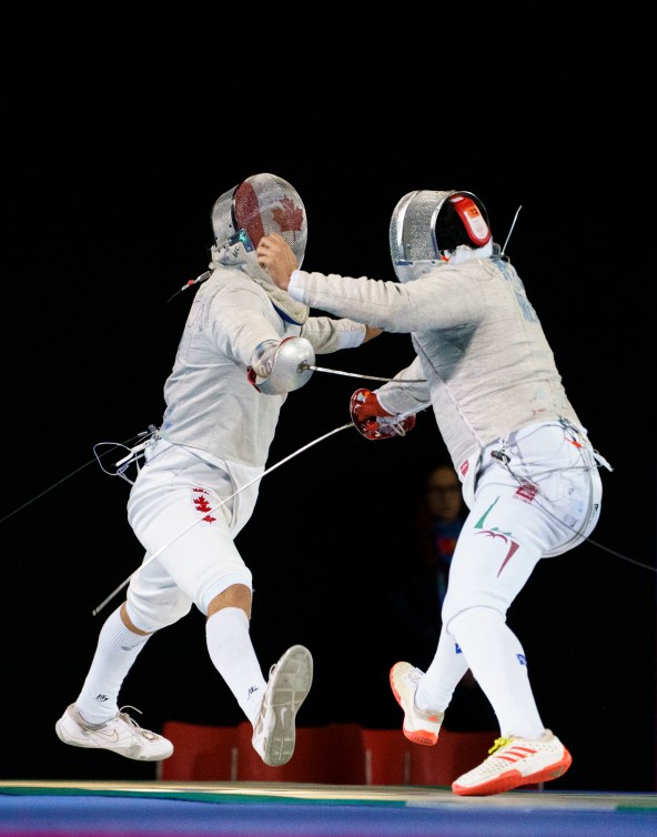 Shaul Gordon pendant l'épreuve du sabre à Lima 2019