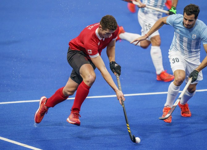 DGH_20190810_109 James Wallace en action contre l'Argentine lors de la finale de hockey sur gazon aux Jeux panaméricains de Lima, au Pérou, le 10 août 2019. Photo : Dave Holland/COC