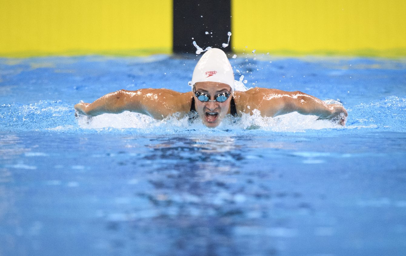 Danielle Hanus lors du 200 m papillon aux Jeux panaméricains de Lima, au Pérou, le 7 août 2019. Photo : Vincent Ethier/COC