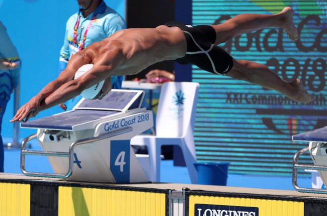 Markus Thormeyer Un nageur plonge dans la piscine