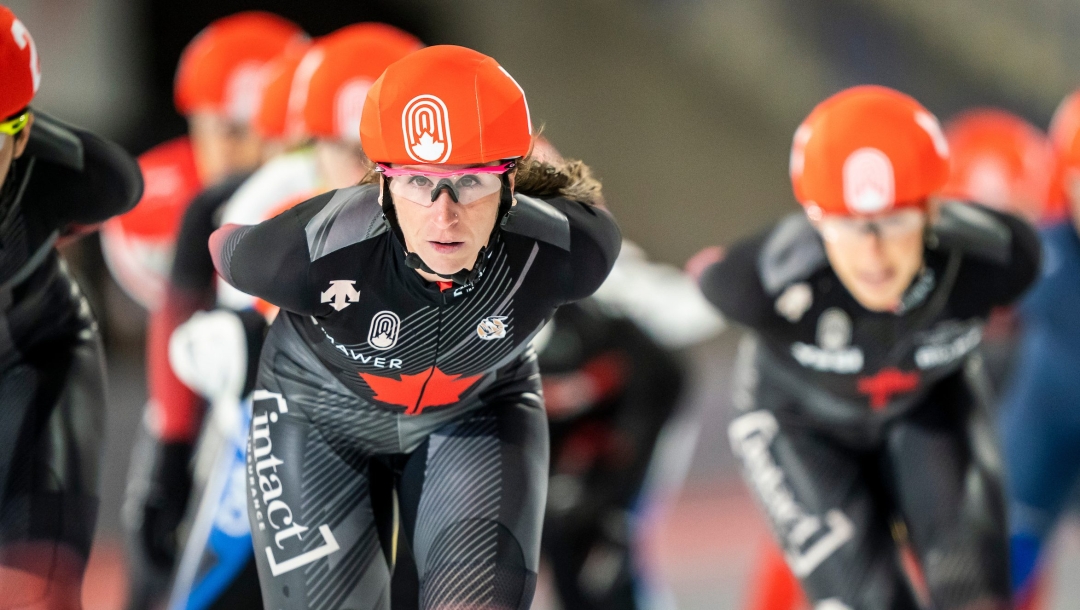 Ivanie Blondin pendant la course du départ de masse.