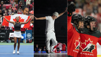 Montage : Leylah Fernandez / Phil Wizard / joueuses de l'équipe féminine de hockey