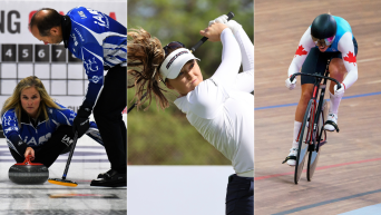 Montage de Jennifer Jones, Brooke Henderson et Kelsey Mitchell.