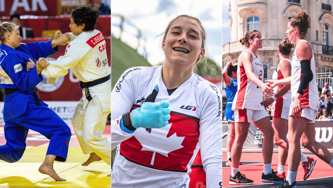 Montage de photos de Christa Deguchi, Molly Simpson ainsi que Michelle et Katherine Plouffe.