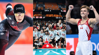 Montage photo de Valérie Maltais, l'équipe masculine de volleyball et Félix Dolci.