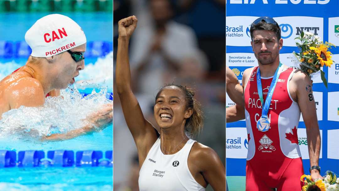 Montage photo de Sydney Pickrem, Leylah Fernandez et Charles Paquet.