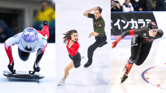 Montage photo de skeleton, patinage artistique et patinage de vitesse.