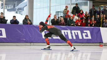 Laurent Dubreuil pendant une course.