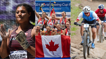 Montage photo de Camryn Rogers, de l'équipage du huit de pointe féminin et de Gunnar Holmgren.