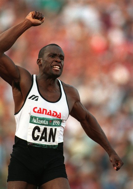 Surin, Bruny Bruny Surin celebrates with his arm in the air