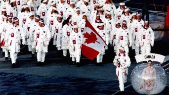 team Canada during a ceremony