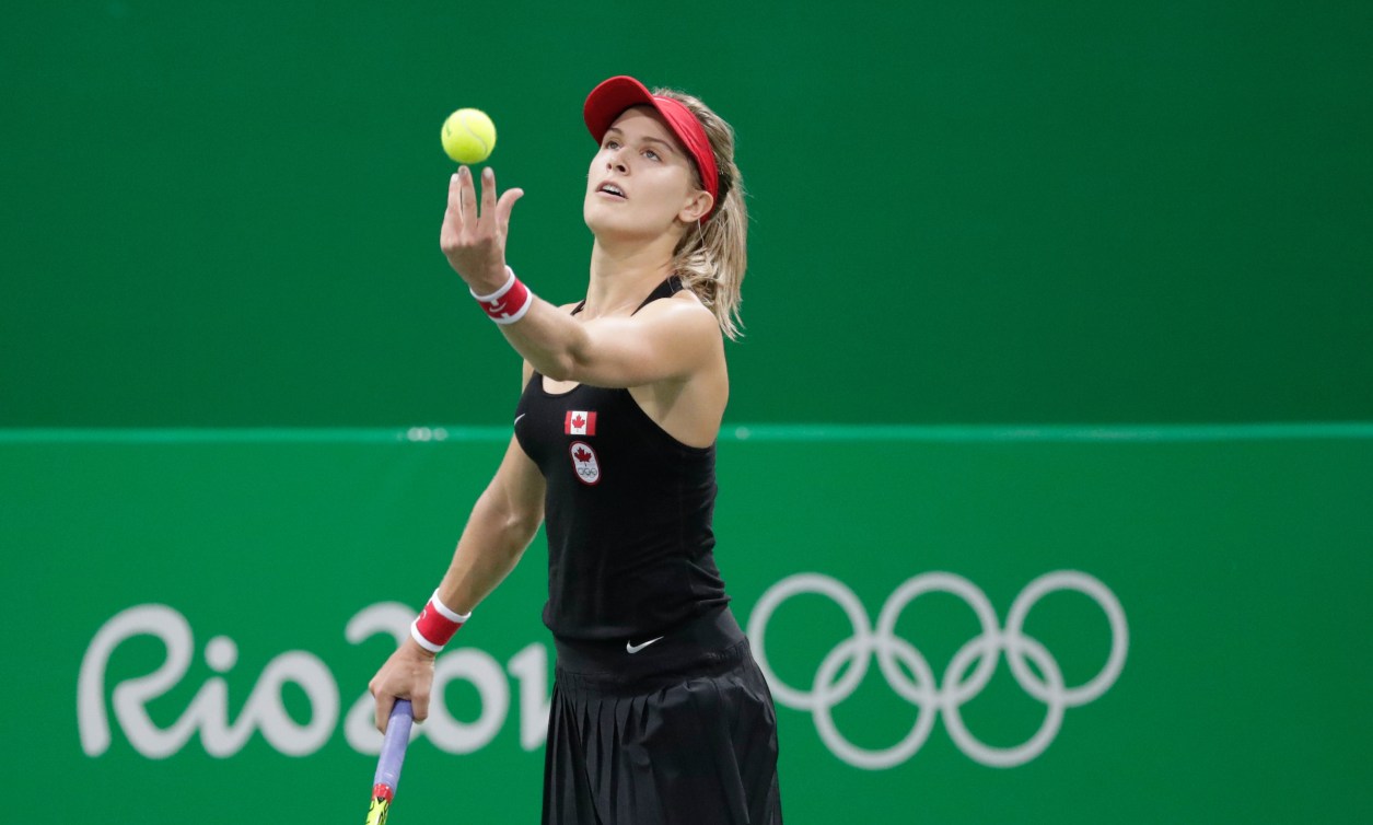 Eugenie Bouchard ready to serve.