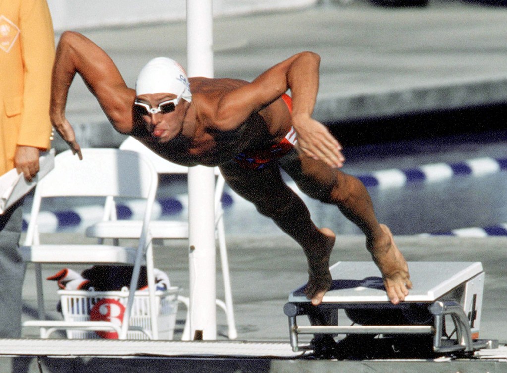 Baumann, Alex about to dive into the water