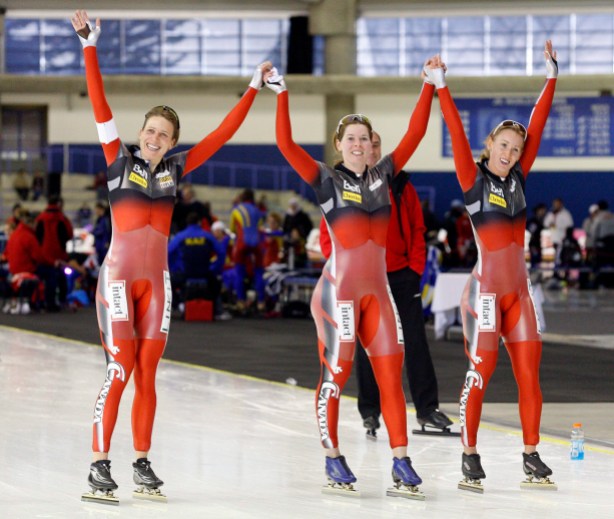 Brittany Schussler, Christine Nesbitt, Kristina Groves, Brittany Schussler, Christine Nesbitt, Kristina Groves. Photo: Canadian Press