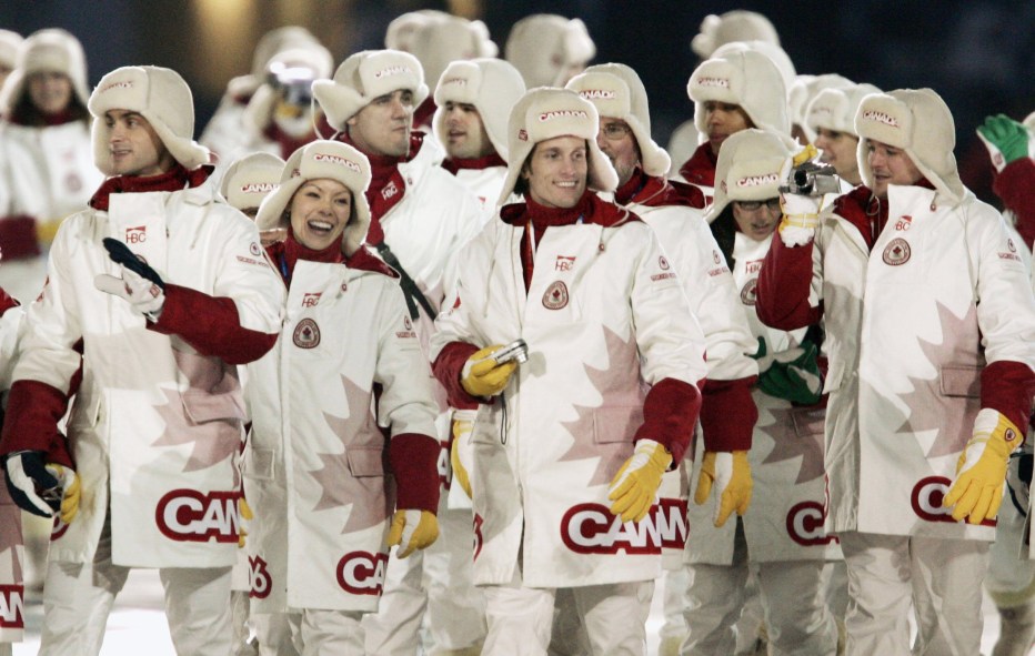 The Canadian Olympic team march into the stadium during opening ceremony for the Turin 2006 Olympic Winter Games in Turin, Italy Friday, Feb. 10, 2006.(CP PHOTO/Paul Chiasson)