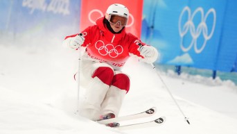 Chloe Dufour Lapointe skis through moguls bumps