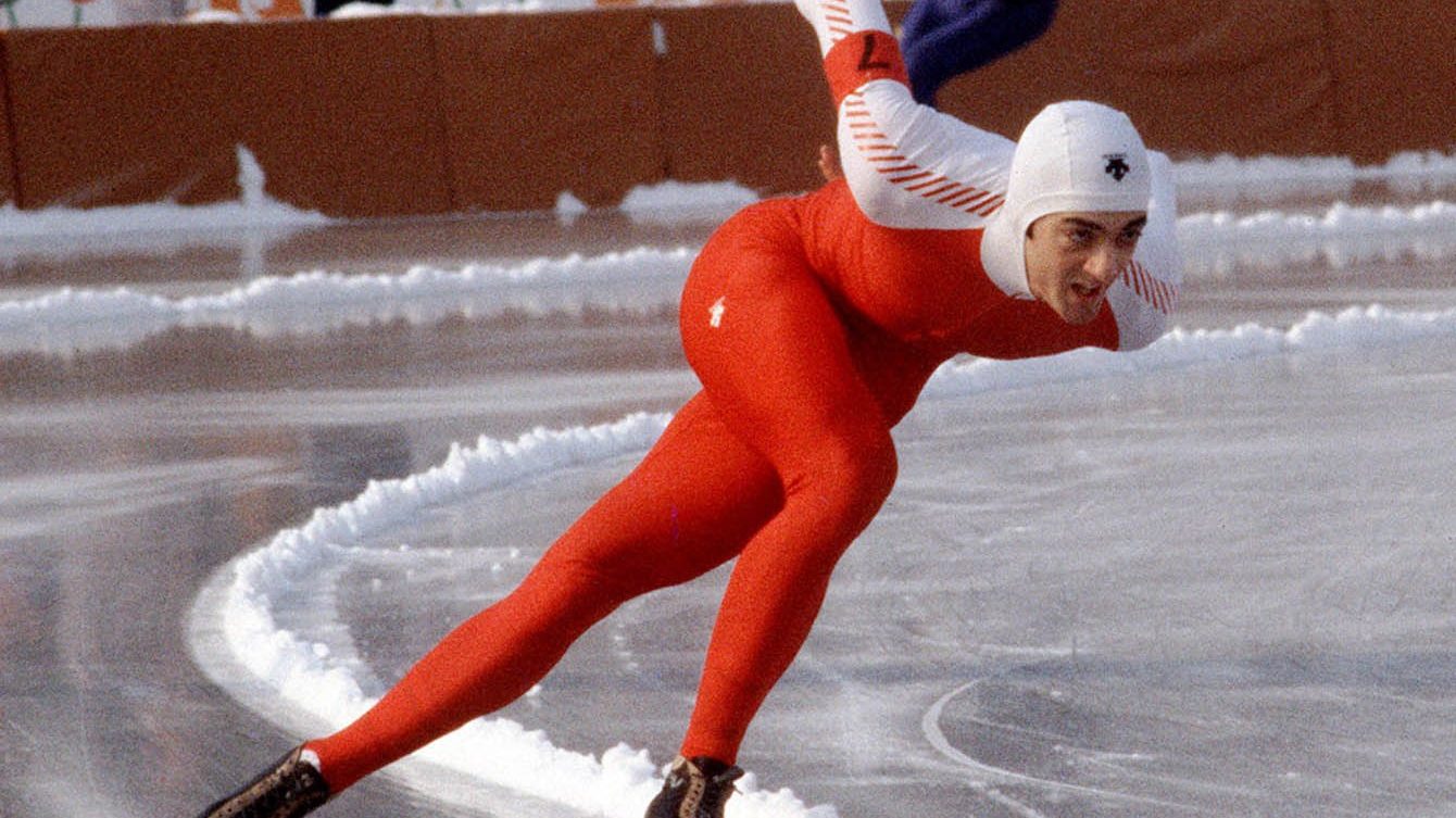 Canada's Gaétan Boucher participates in a speed skating event at the 1984 Olympic Winter Games in Sarajevo. (CP PHOTO/COC/O. Bierwagon