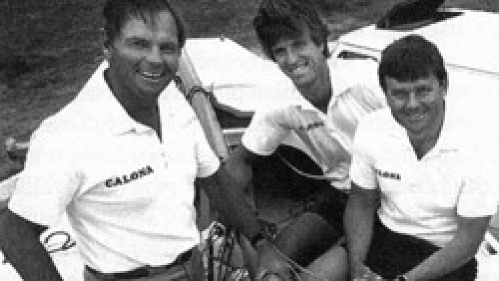 Hans Fogh, right, with teammates Steve Calder and John Kerr at a pre-Olympic event in Los Angeles, 1983