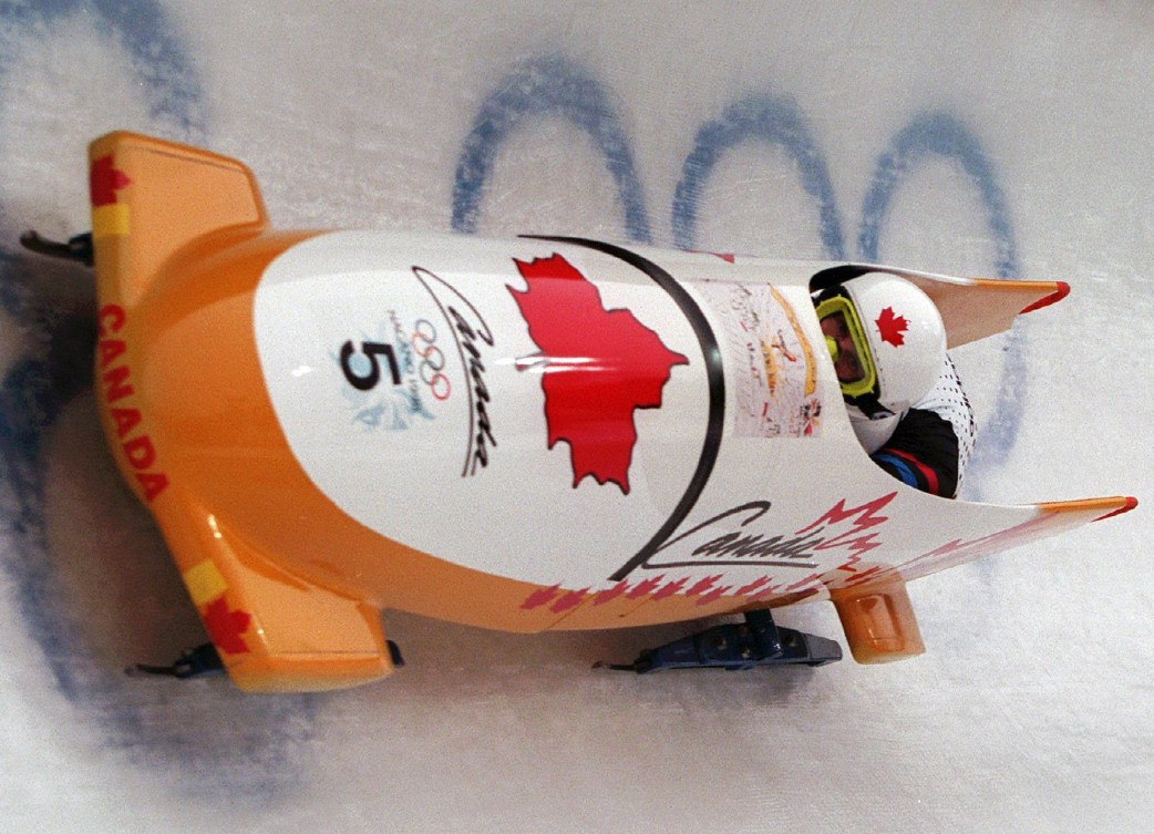 Canadian athlete bobsleighing