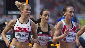 Women running track event